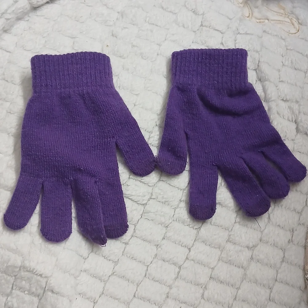 Purple Knit Gloves girls